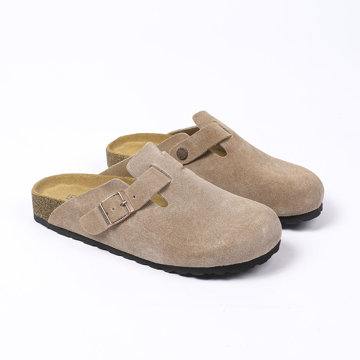 Birkenstock Boston Classic Sabot in Pelle Scamosciata Taupe