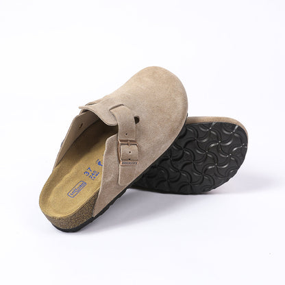 Birkenstock Boston Classic Sabot in Pelle Scamosciata Taupe