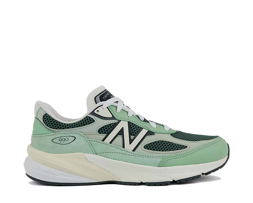 Scarpe da ginnastica in pelle e tessuto con suola ammortizzata, colore menta naturale, produzione USA