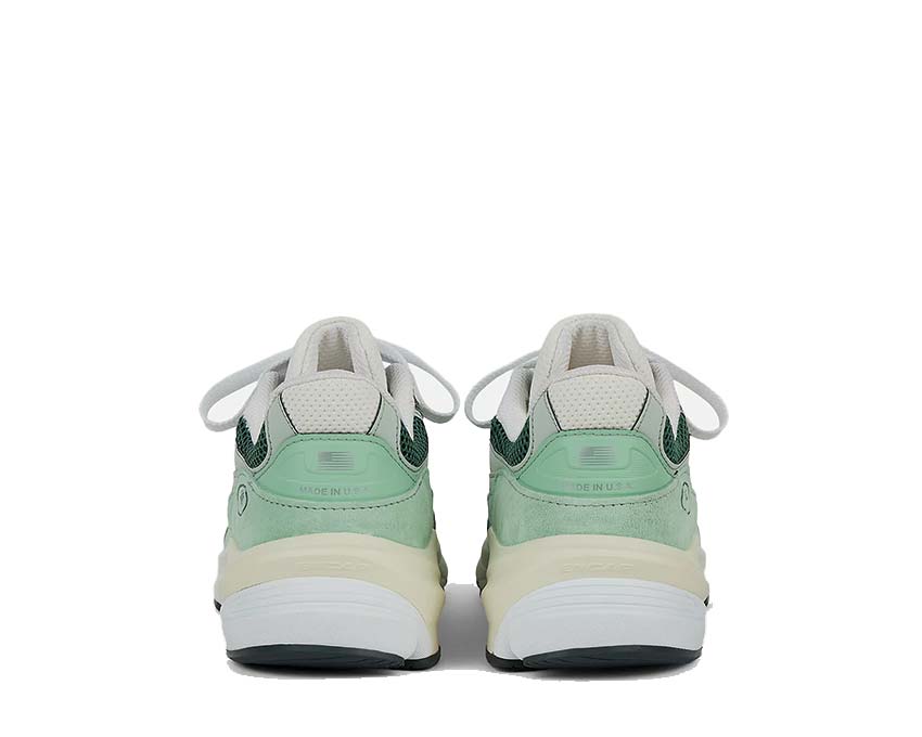 Scarpe da ginnastica in pelle e tessuto con suola ammortizzata, colore menta naturale, produzione USA