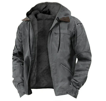 Giacca in Cotone con Cappuccio da Uomo – Zip Casual Foderata in Pile