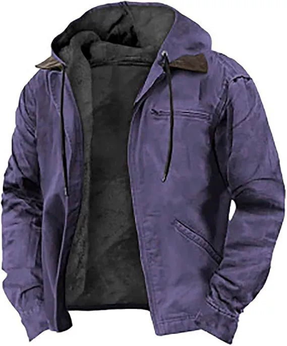 Giacca in Cotone con Cappuccio da Uomo – Zip Casual Foderata in Pile