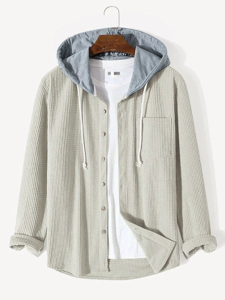 Camicia con Cappuccio in Corduroy a Waffle