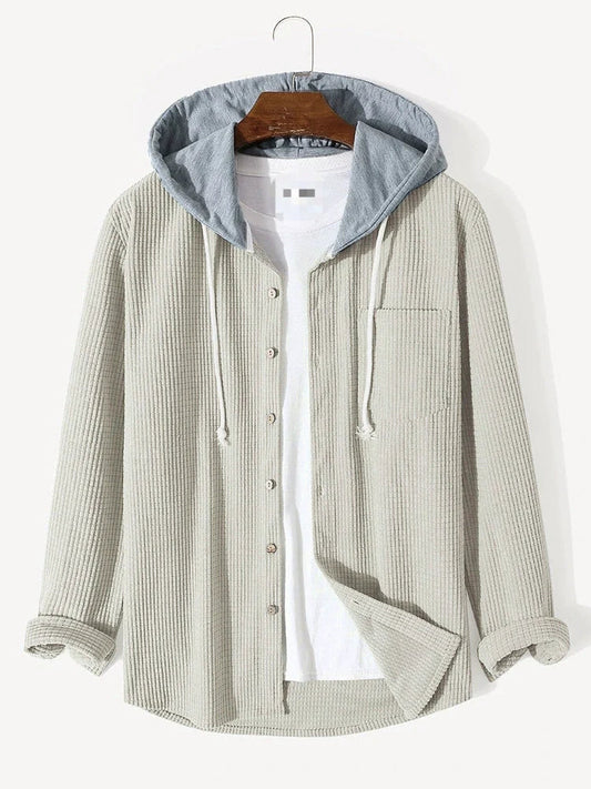 Camicia con Cappuccio in Corduroy a Waffle