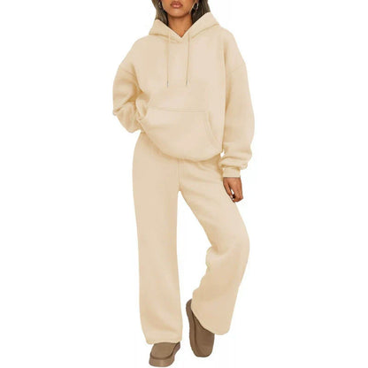 Set da Donna per il Tempo Libero – Felpa in Pile Morbido & Pantaloni Sweat a Gamba Larga