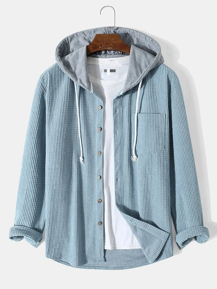Camicia con Cappuccio in Corduroy a Waffle