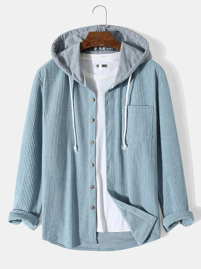 Camicia con Cappuccio in Corduroy a Waffle