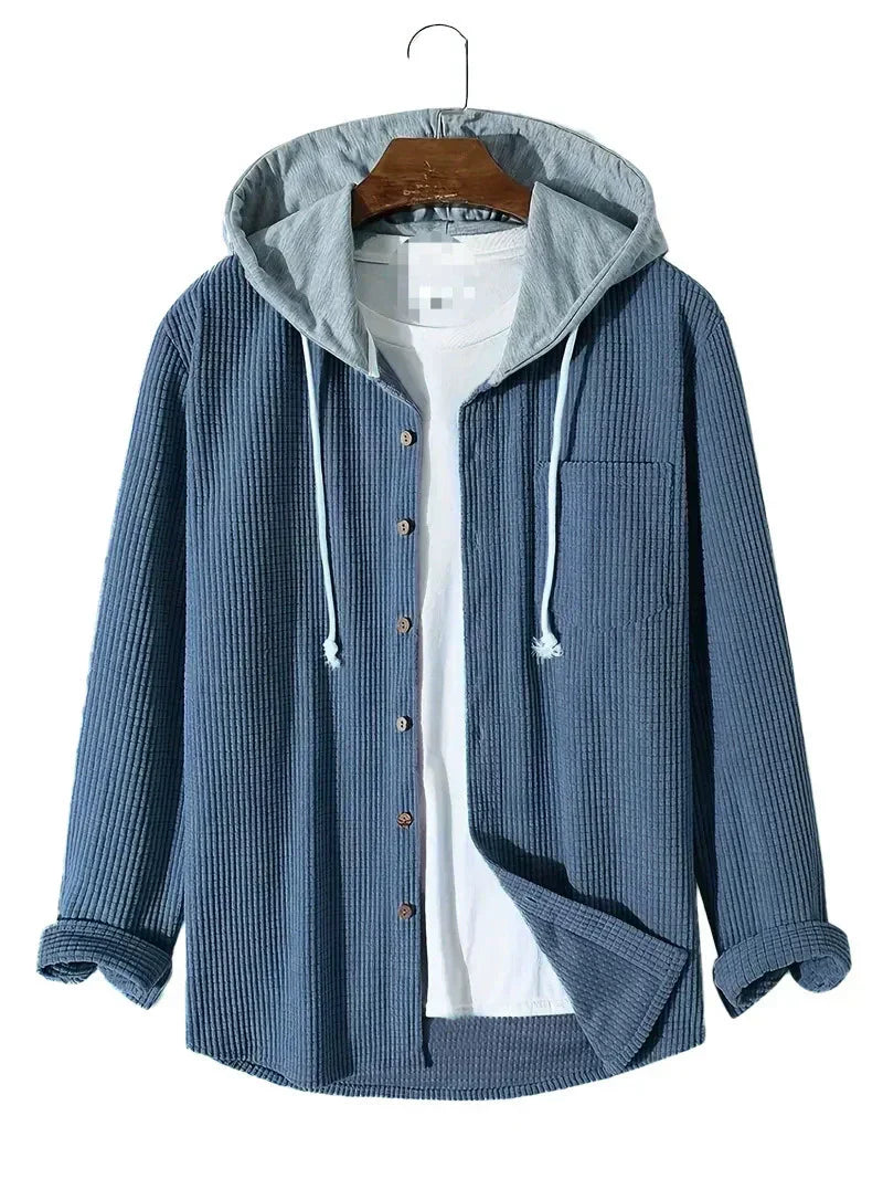Camicia con Cappuccio in Corduroy a Waffle