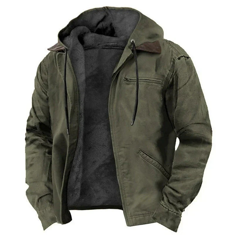 Giacca in Cotone con Cappuccio da Uomo – Zip Casual Foderata in Pile