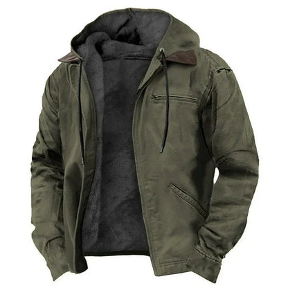 Giacca in Cotone con Cappuccio da Uomo – Zip Casual Foderata in Pile