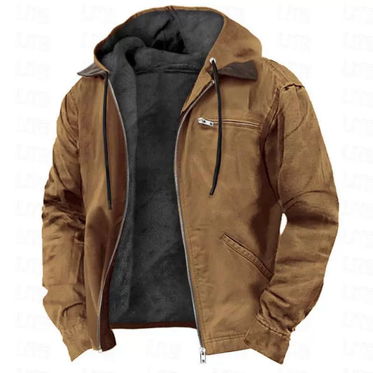 Giacca in Cotone con Cappuccio da Uomo – Zip Casual Foderata in Pile