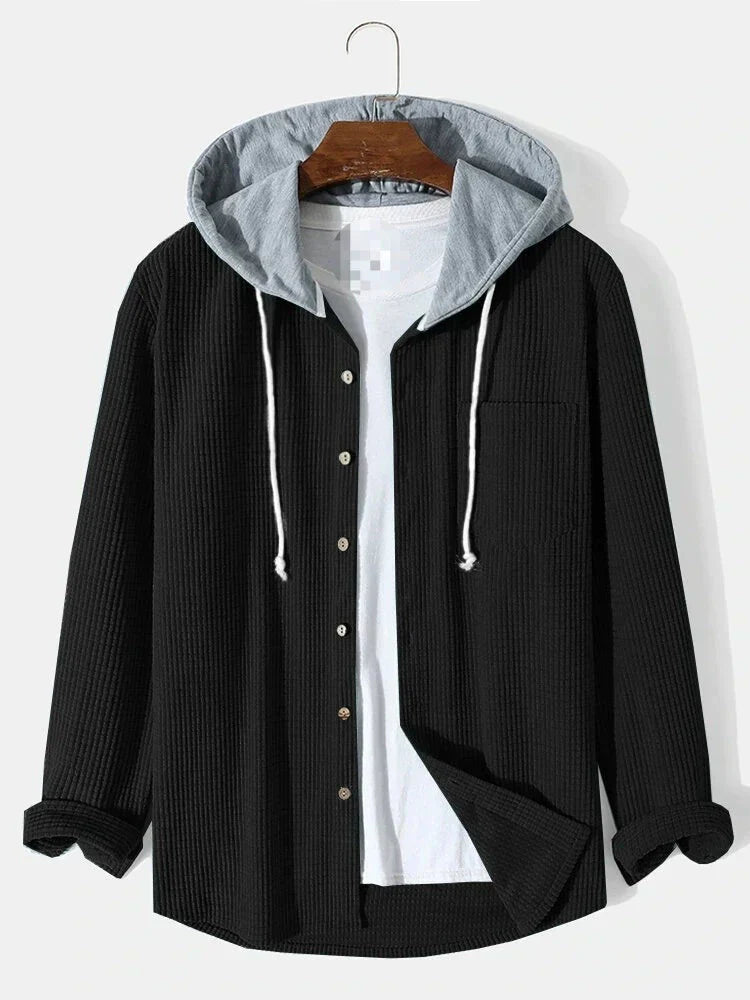 Camicia con Cappuccio in Corduroy a Waffle