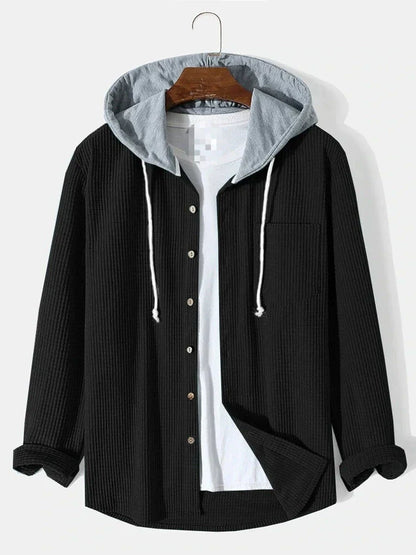 Camicia con Cappuccio in Corduroy a Waffle