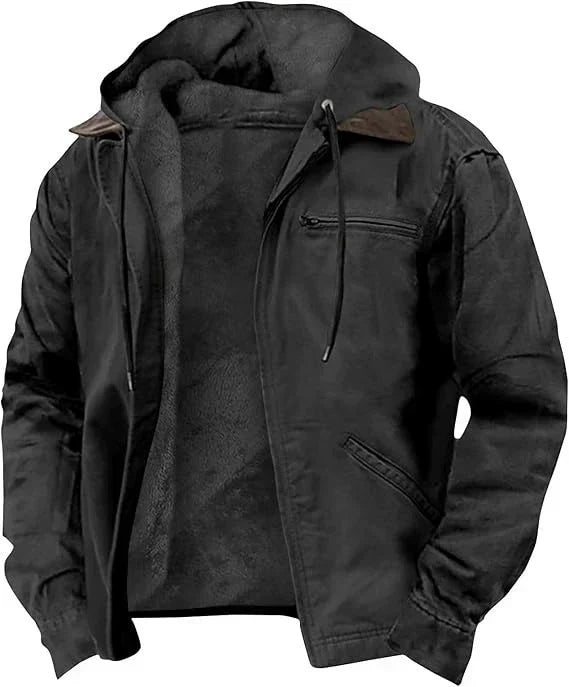Giacca in Cotone con Cappuccio da Uomo – Zip Casual Foderata in Pile