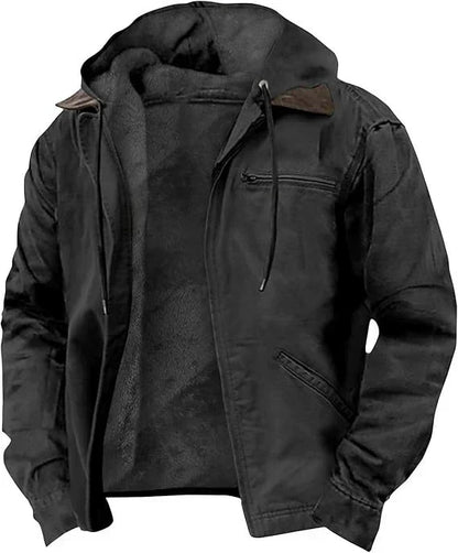 Giacca in Cotone con Cappuccio da Uomo – Zip Casual Foderata in Pile