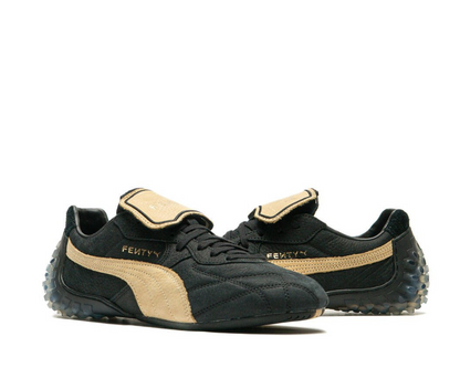 Scarpa sportiva in pelle nera e marrone chiaro con design elegante