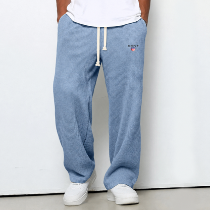 Pantaloni Waffle Knit Relaxed - Azzurro