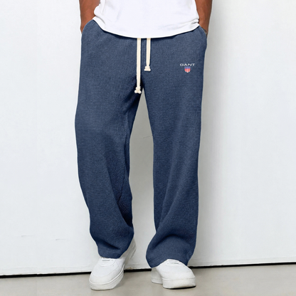 Pantaloni Waffle Knit Relaxed - Blu Marino