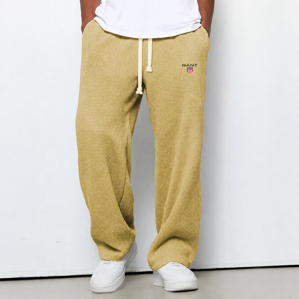 Pantaloni Waffle Knit Relaxed - Giallo