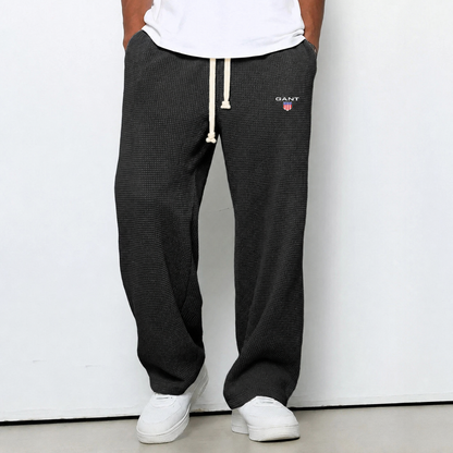 Pantaloni Waffle Knit Relaxed - Nero