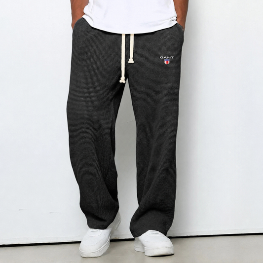 Pantaloni Waffle Knit Relaxed - Nero
