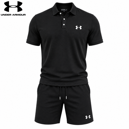 Completo Polo e Pantaloncini Performance Estivo - Nero