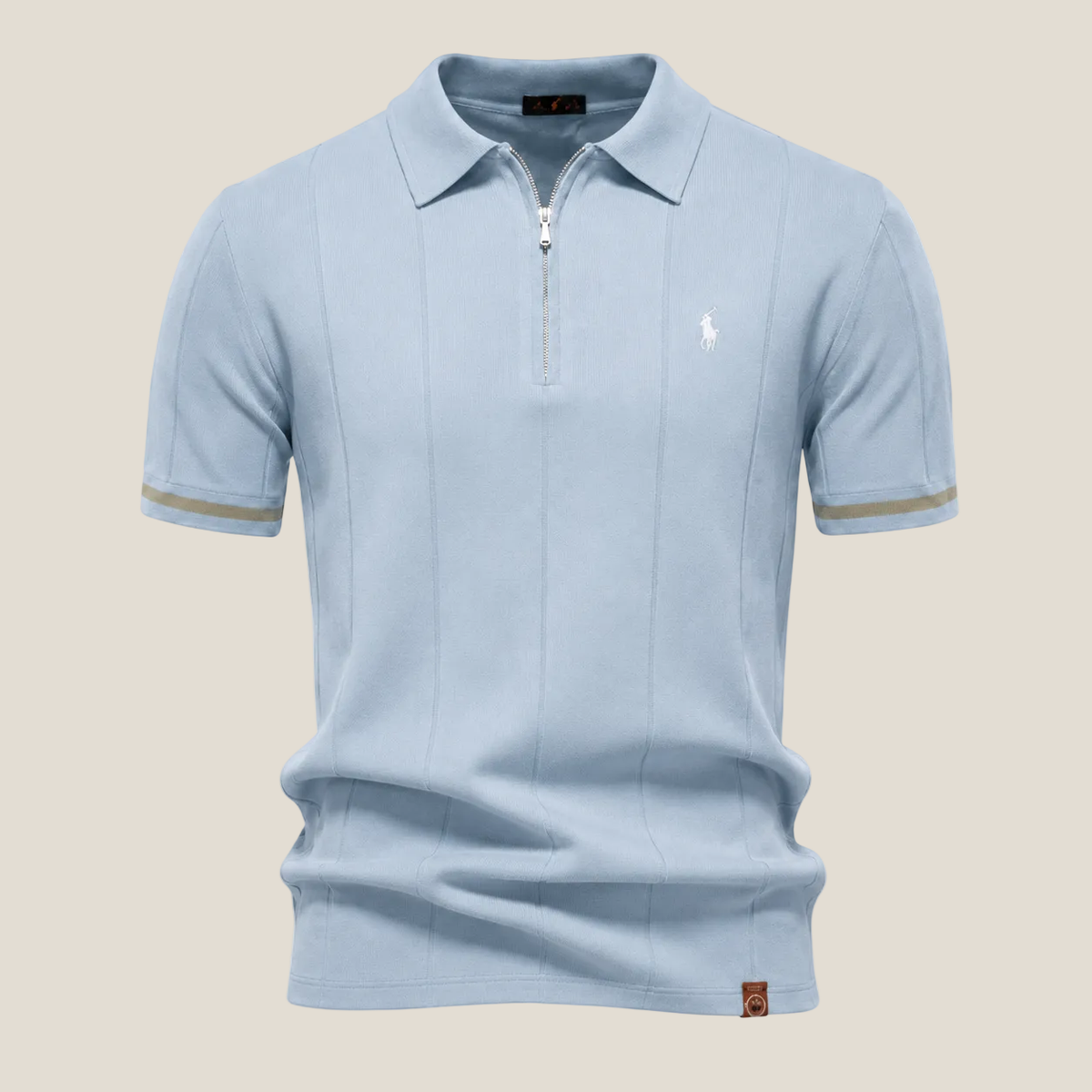 Polo Mezza Zip Taglio Iconico - Azzurro/Bianco