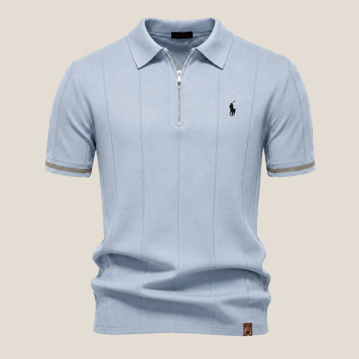 Polo Mezza Zip Taglio Iconico - Azzurro/Nero