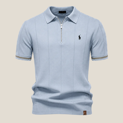 Polo Mezza Zip Taglio Iconico - Azzurro/Nero