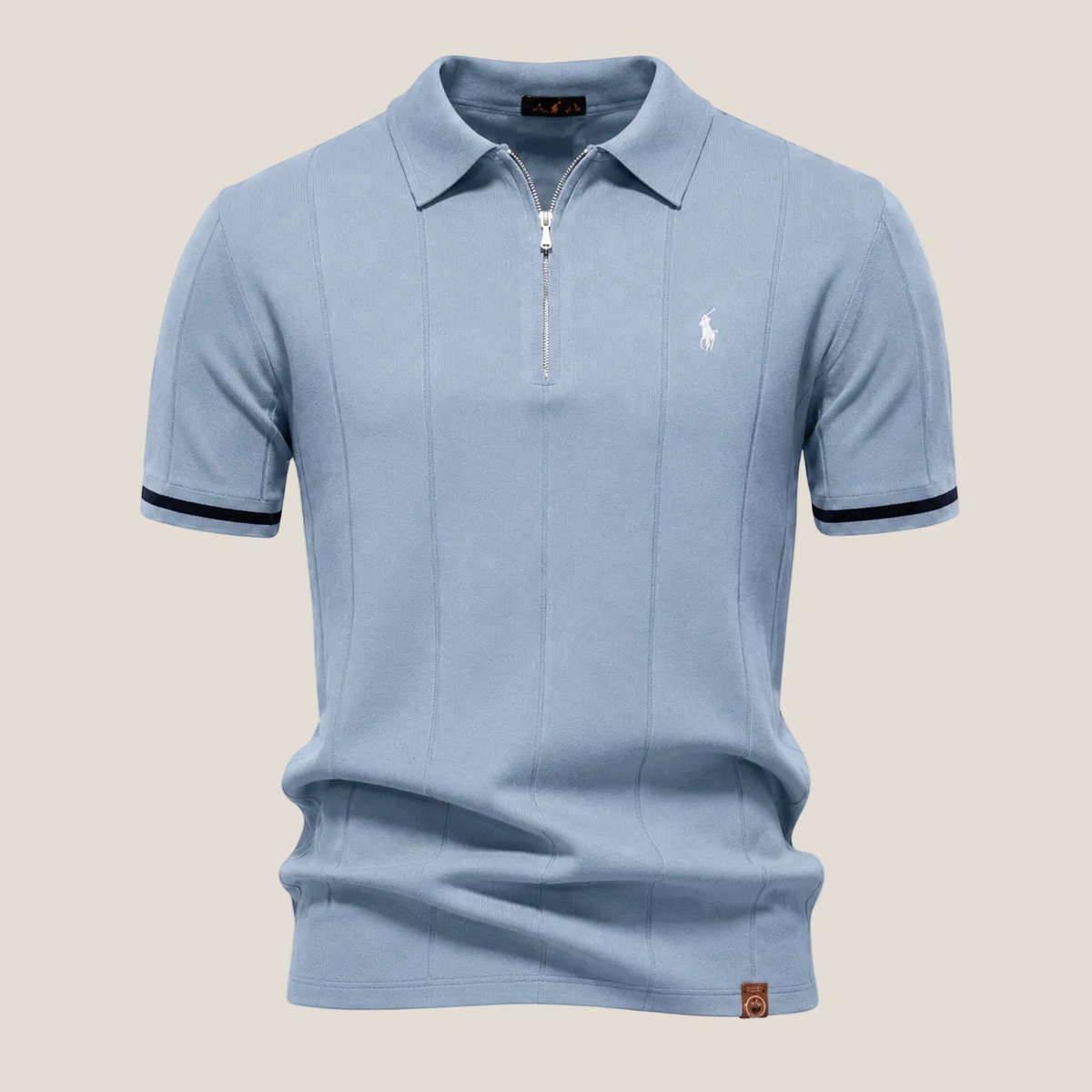 Polo Mezza Zip Taglio Iconico - Blu mare/Bianco