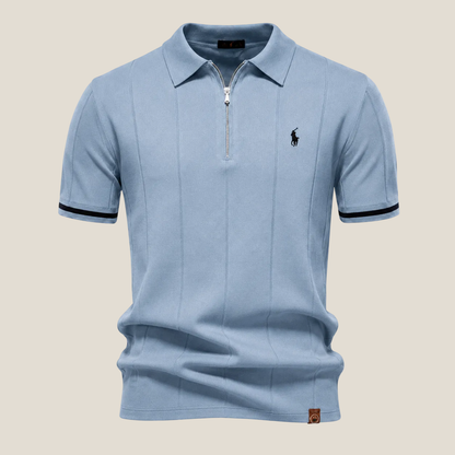 Polo Mezza Zip Taglio Iconico - Blu mare/Nero