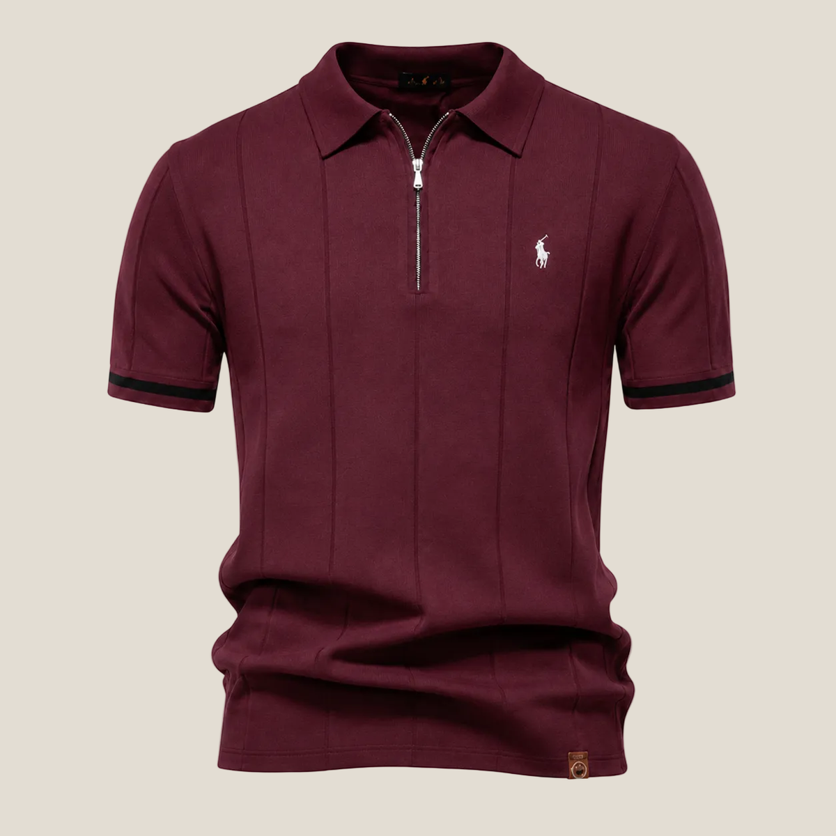 Polo Mezza Zip Taglio Iconico - Bordeaux/Bianco