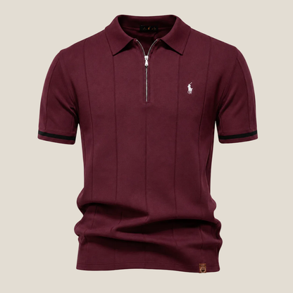 Polo Mezza Zip Taglio Iconico - Bordeaux/Bianco