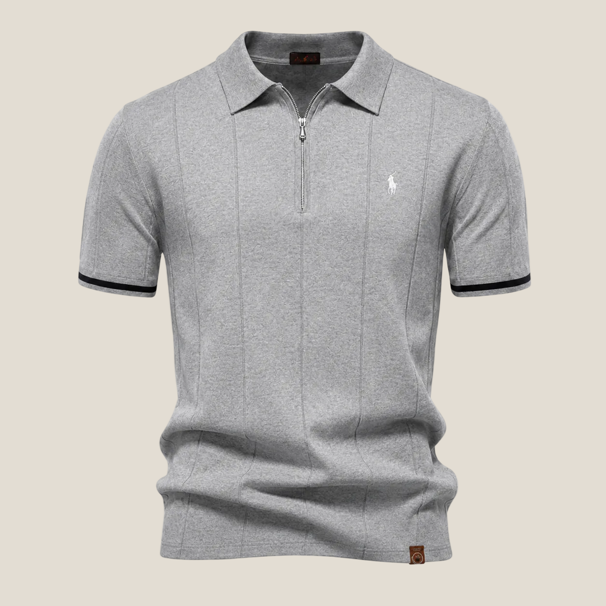 Polo Mezza Zip Taglio Iconico - Grigio chiaro