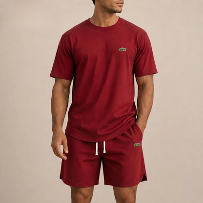 Completo Estivo T-Shirt e Shorts Relax - Borgogna