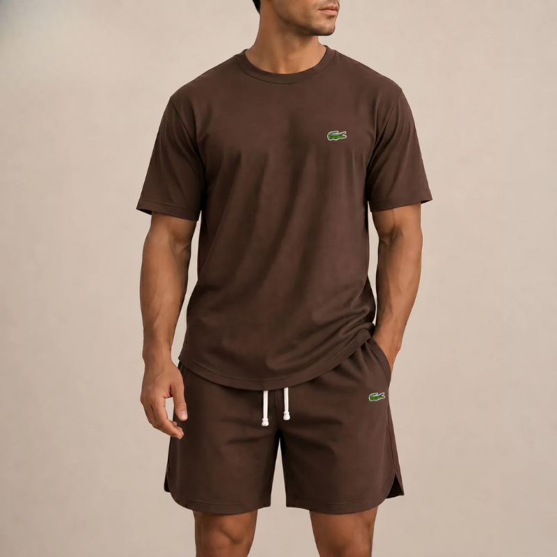 Completo Estivo T-Shirt e Shorts Relax - Marrone