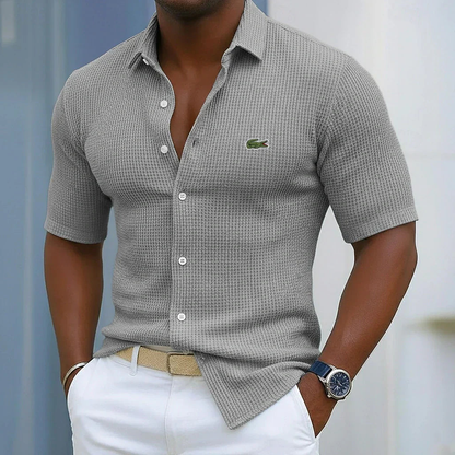 Camicia Casual in Cotone Waffle - Grigio
