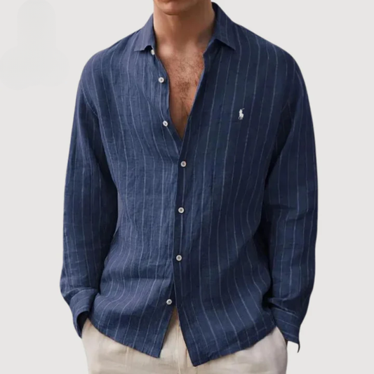 Camicia a Righe Manica Lunga - Blu navy