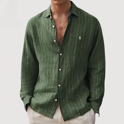 Camicia a Righe Manica Lunga - Verde