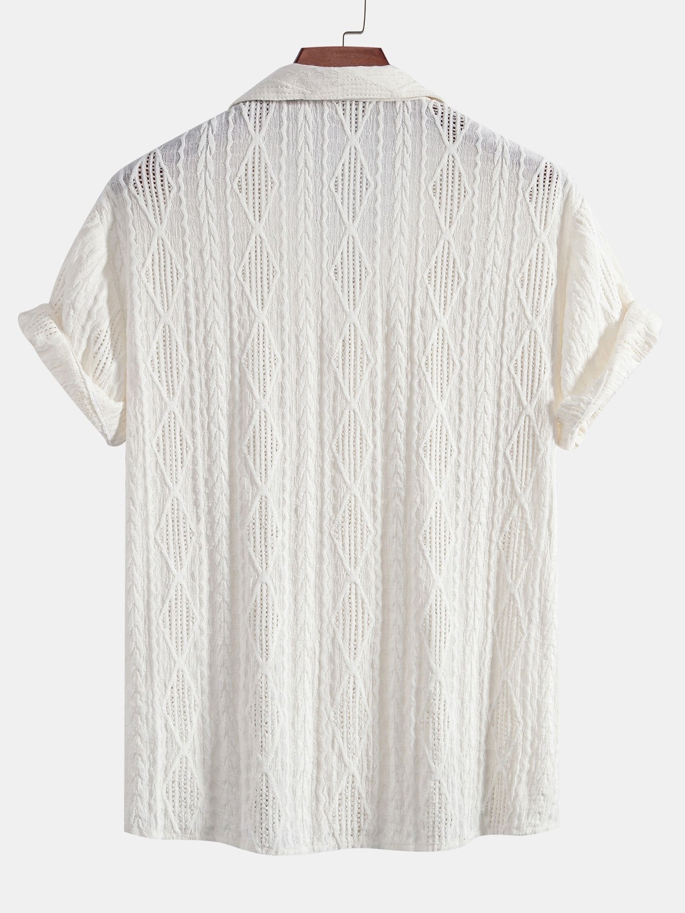 Camicia Geometrica Jacquard Cubana & Pantaloni in Lino a Gamba Dritta