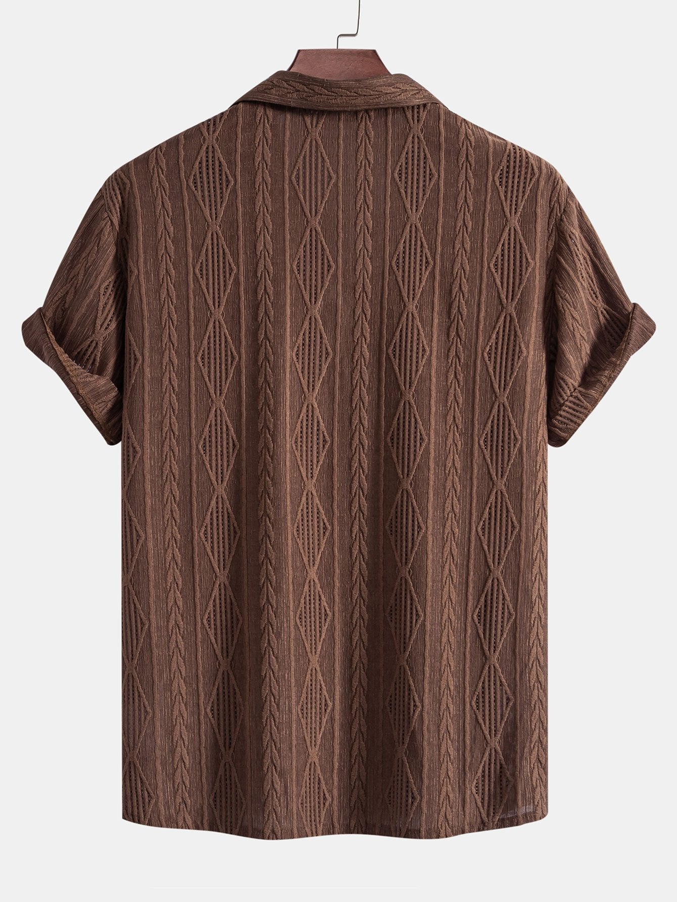 Camicia Geometrica Jacquard Cubana & Pantaloni in Lino a Gamba Dritta