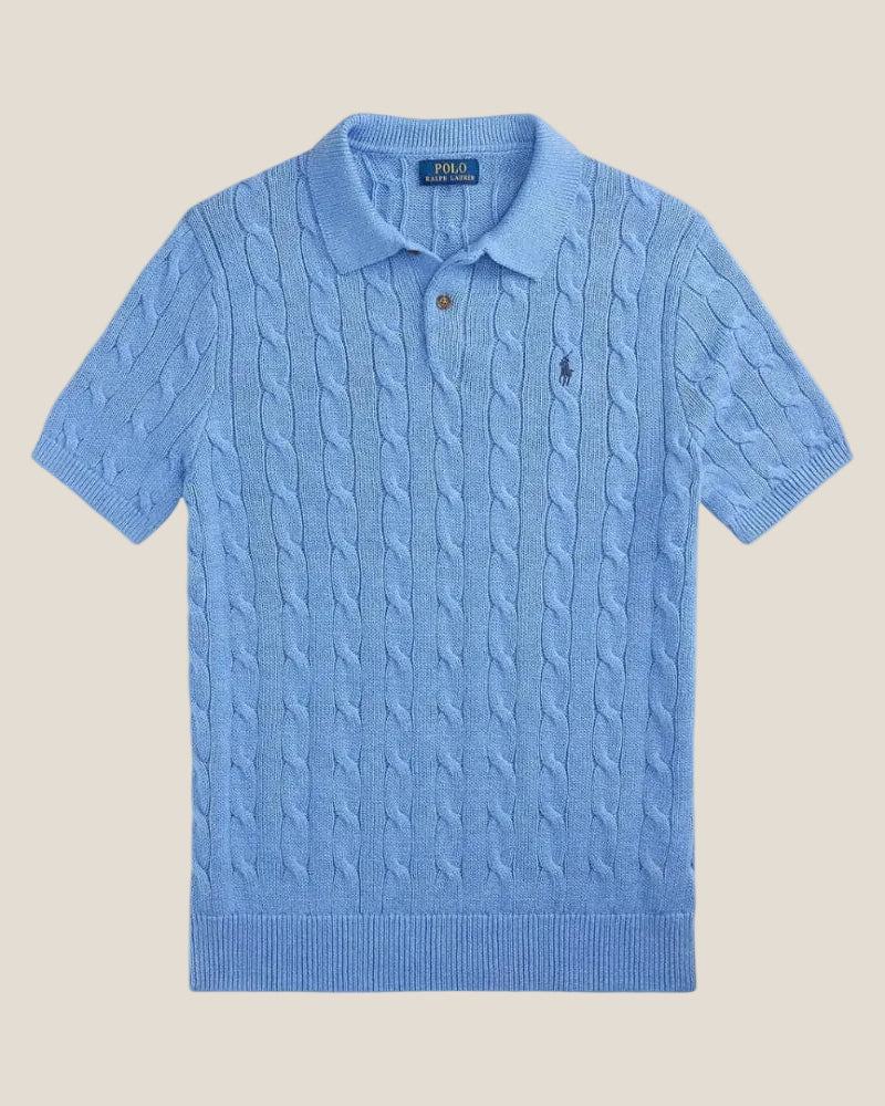 Polo Cable-Knit in Cotone - Blu