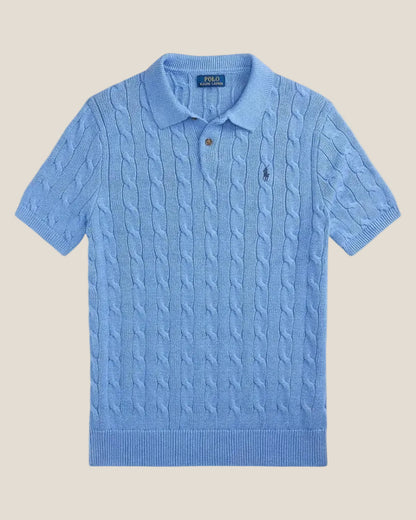 Polo Cable-Knit in Cotone - Blu
